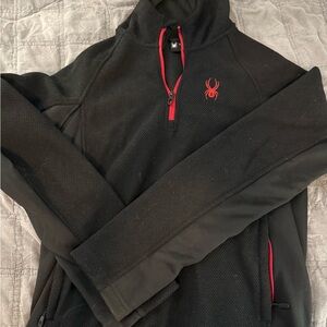 Spyder Black and Red 1/4zip with hood